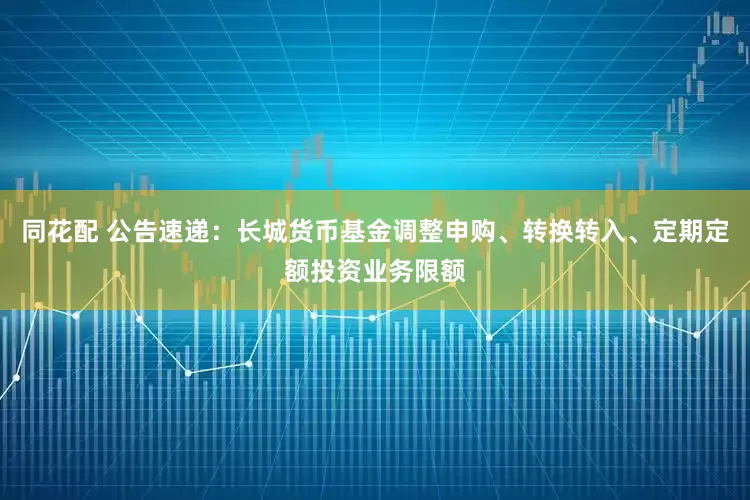 同花配 公告速递：长城货币基金调整申购、转换转入、定期定额投资业务限额